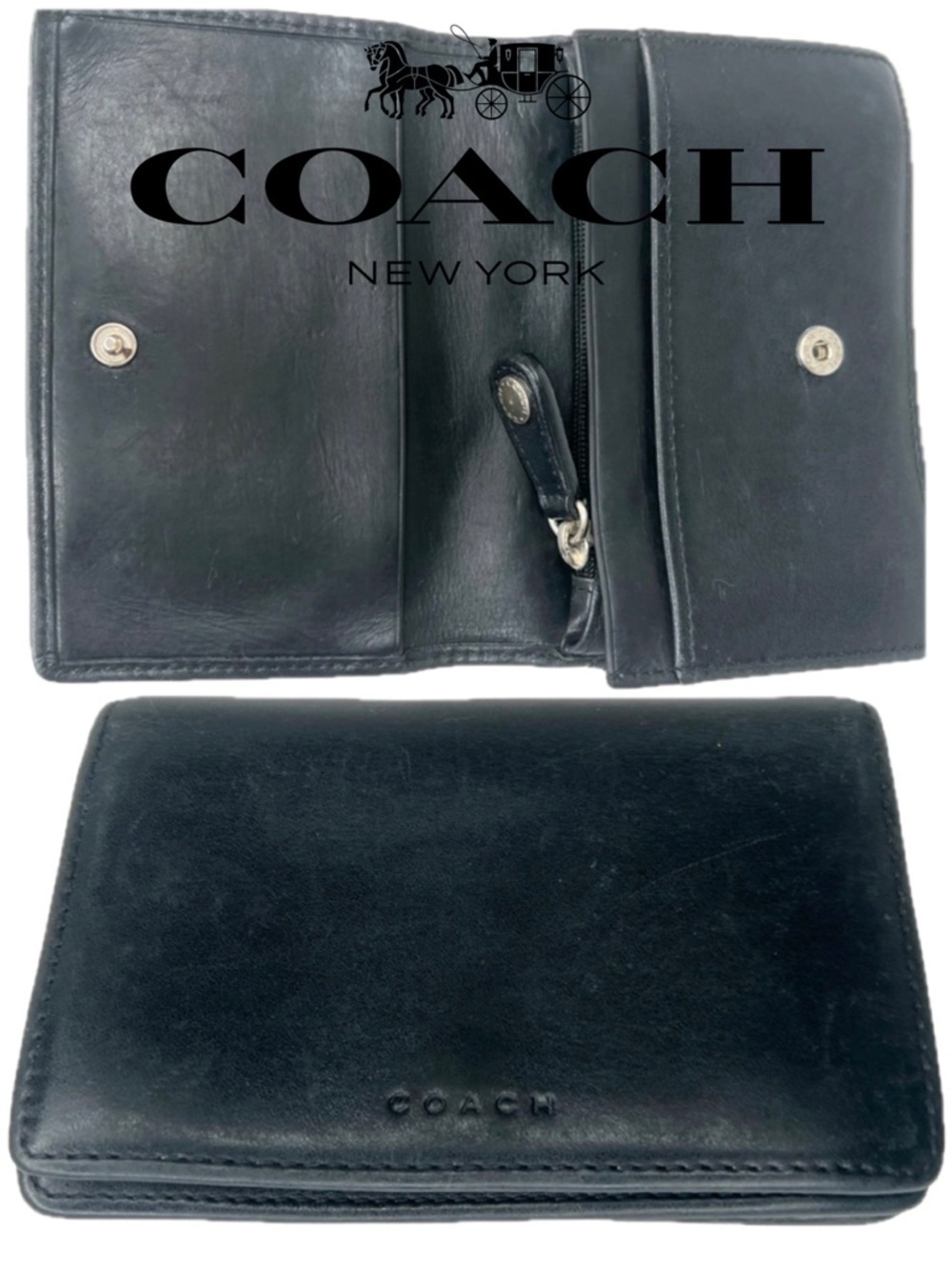 Coach Vintage Small Black Leather Wallet